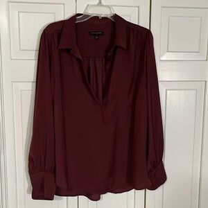 Silky long sleeve collared v-neck blouse from Banana Republic Factory in EUC